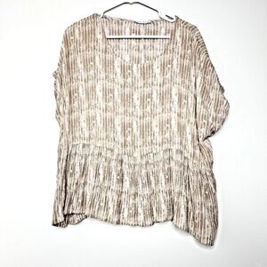 Miou Muse blouse short sleeve striped brown bohemian women Size M